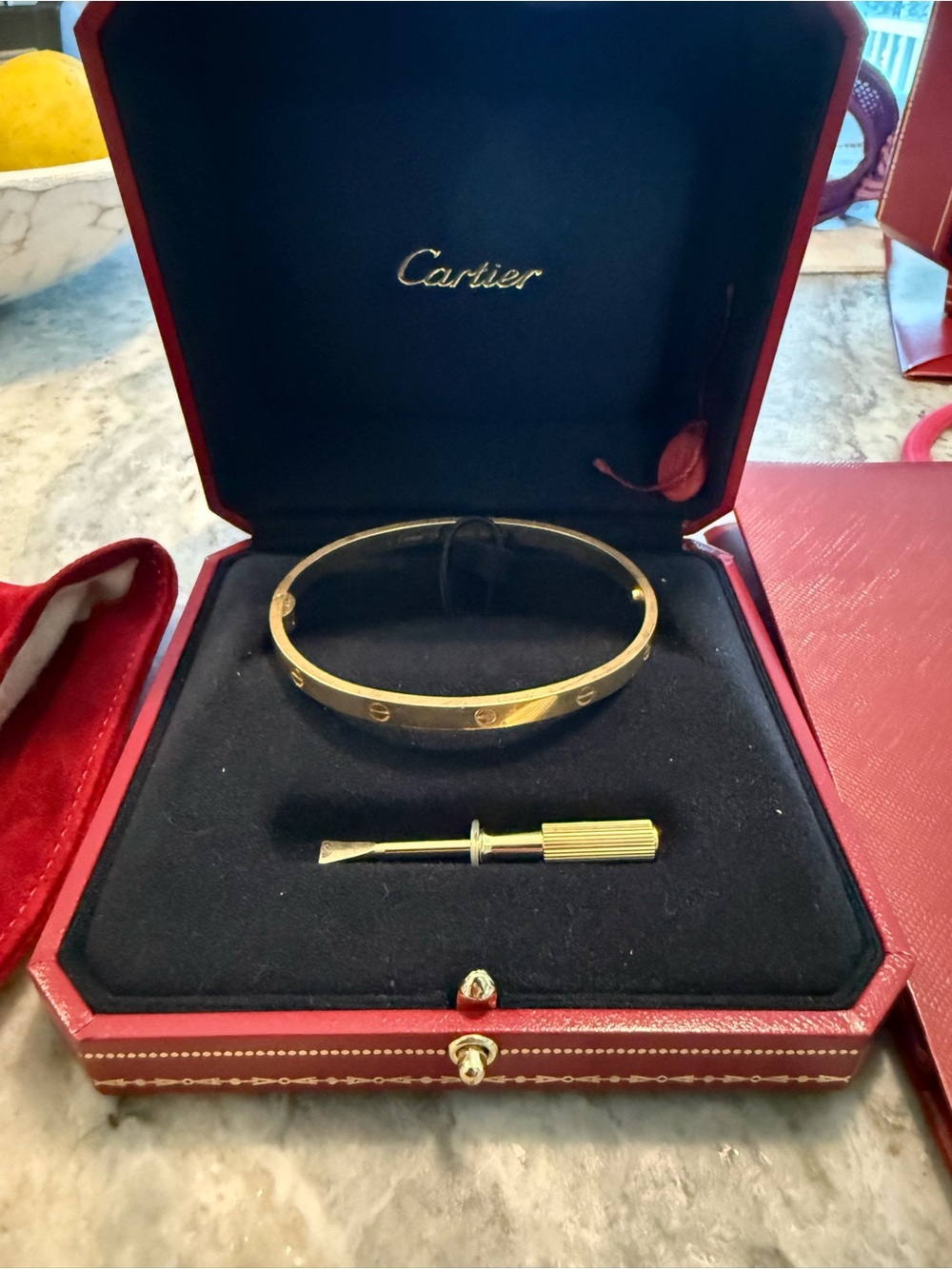 Cartier Gold Love Bracelet with Screw Motif